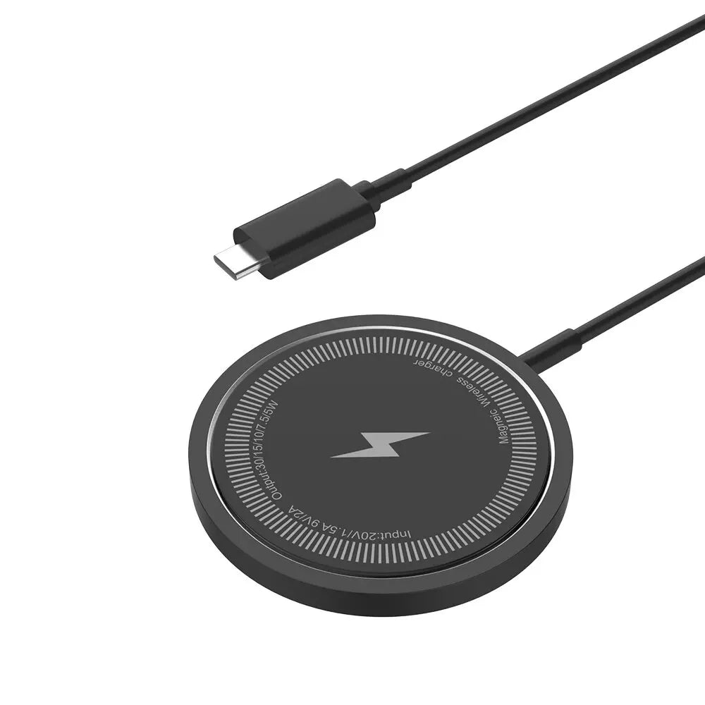 Wireless Charger 15W Compact And Convenient Black For Iphone 15/14/13/12/11/Pro/Max/Se 2020/Xs/Xr/X/8 Plus