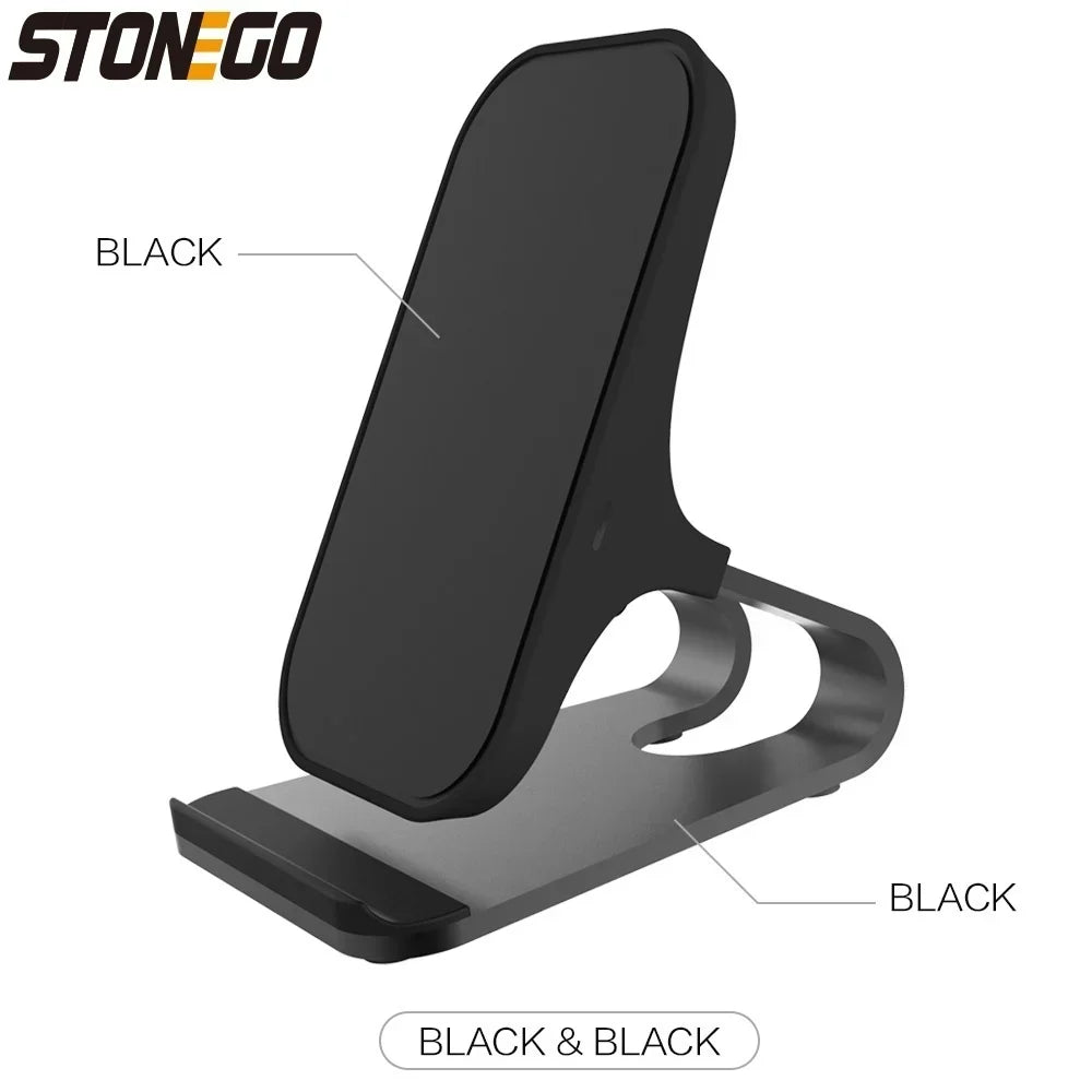 Wireless Charger Mount 10W 7.5W 5W Qi Fast Charging Pad 2 Coils Case Friendly Anti Slip Rubber Type C Input