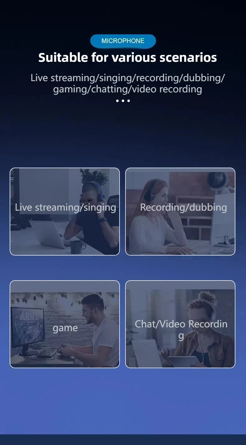 Gaming USB Microphone,Noise Cancellation Condenser mic,RGB Microphone with Mute,Gain,Monitoring,Boom Arm,Pop Filter for Phone,PC