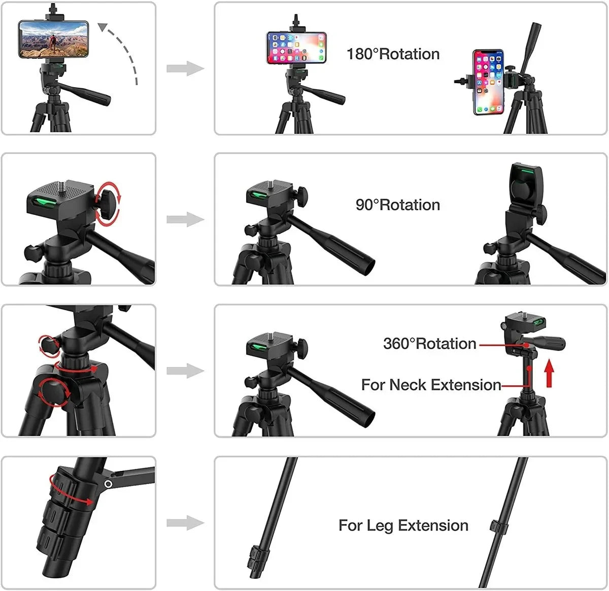 100cm Phone Tripod Stand with Bluetooth Remote - Smallenterprised