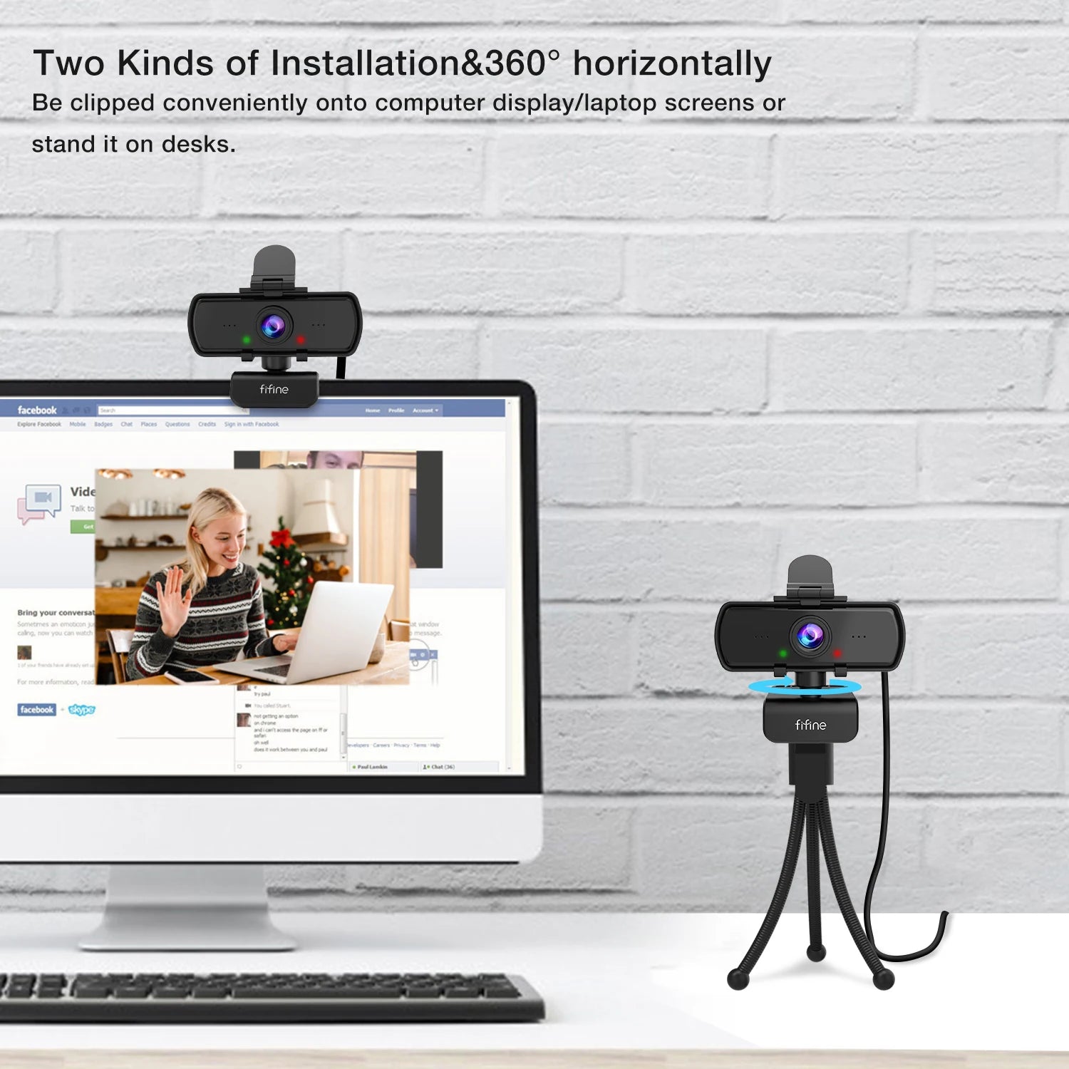 FIFINE 1440p Full HD PC Webcam with Microphone, tripod, for USB Desktop & Laptop,Live Streaming Webcam for Video Calling-K420 - Small Enterprise