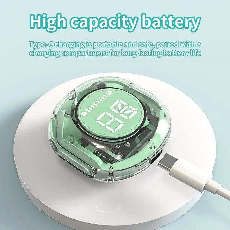 Bluetooth Earbuds Transparent with LED Digital Display Wireless In-Ear Earphone for Xiaomi Huawei iPhone Headphone