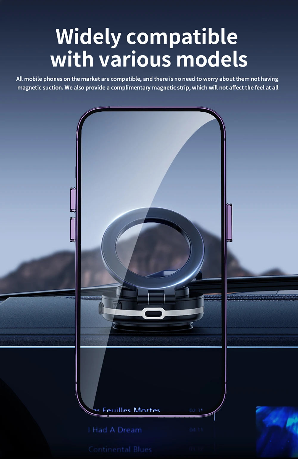 360°rotatable Car Magnetic Holder Intelligent Vacuum Adsorption Phone Holder Car Mount Windshield Magnetic Car Stable Holder