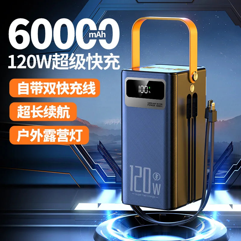 PowerBank 60000mAh 30000mAh 20000mAh Spare battery Portable Charger Mobile External Battery Fast charging For Camping iPhone