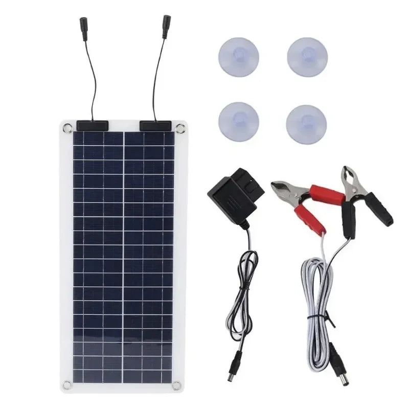 Solar Panel Charger 100W Waterproof Trickle Charger Solar Battery Maintainer Dual Output For 12V-24V Car RV Boat Motorcycle
