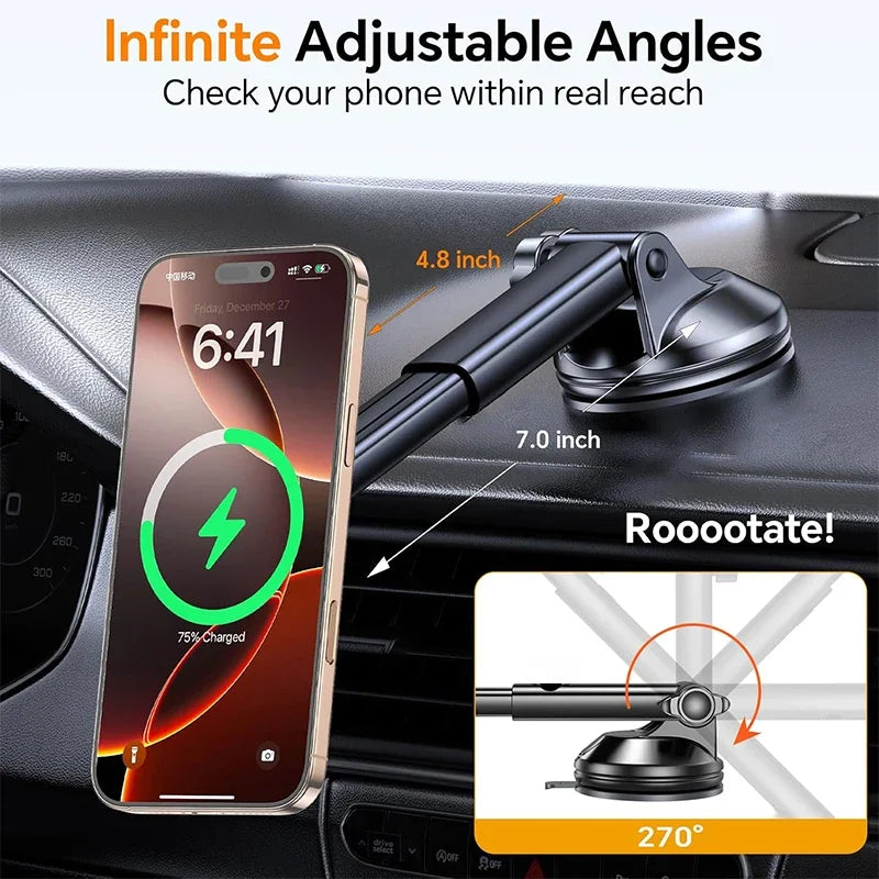 UYUXIO Magnetic Car Mount Charger Windshield Dash Magnet Mobile Phone Holder in Car for iPhone 16 15 Pro Max 14 Plus 13 12