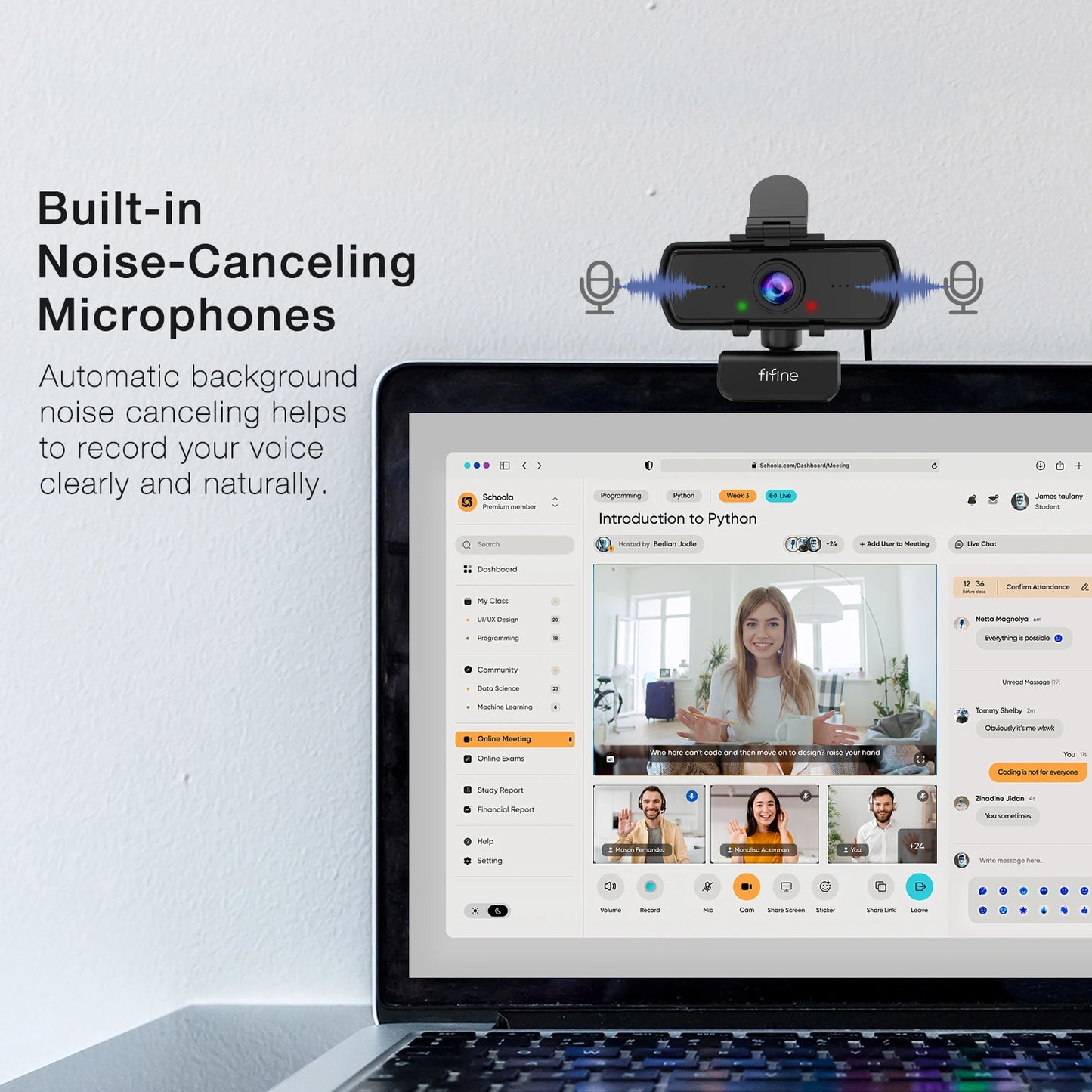 FIFINE 1440p Full HD PC Webcam with Microphone, tripod, for USB Desktop & Laptop,Live Streaming Webcam for Video Calling-K420 - Small Enterprise