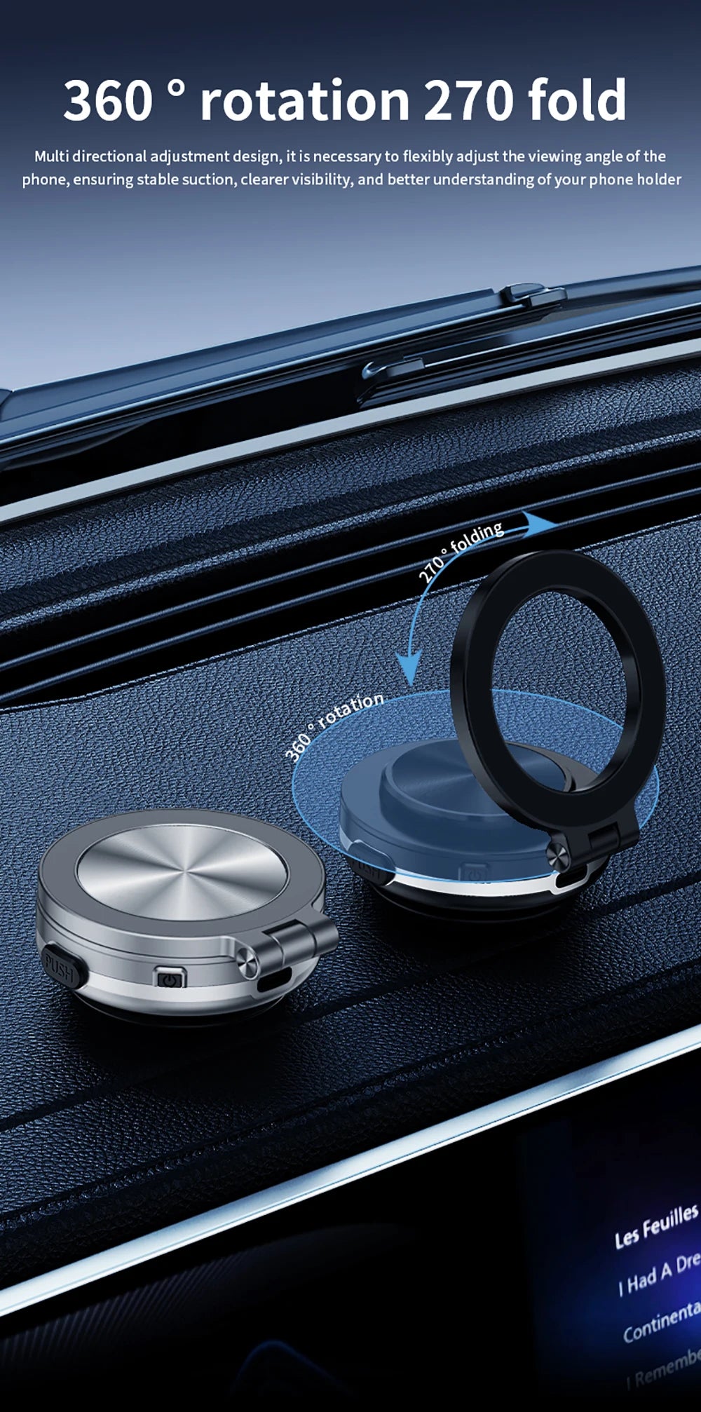 360°rotatable Car Magnetic Holder Intelligent Vacuum Adsorption Phone Holder Car Mount Windshield Magnetic Car Stable Holder