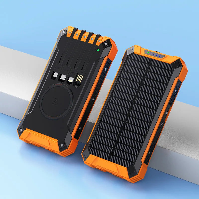 Solar Power Bank Wireless 200000mAh Large Capacity Fast Charging External Battery Outdoor Survival Emergency Equipment
