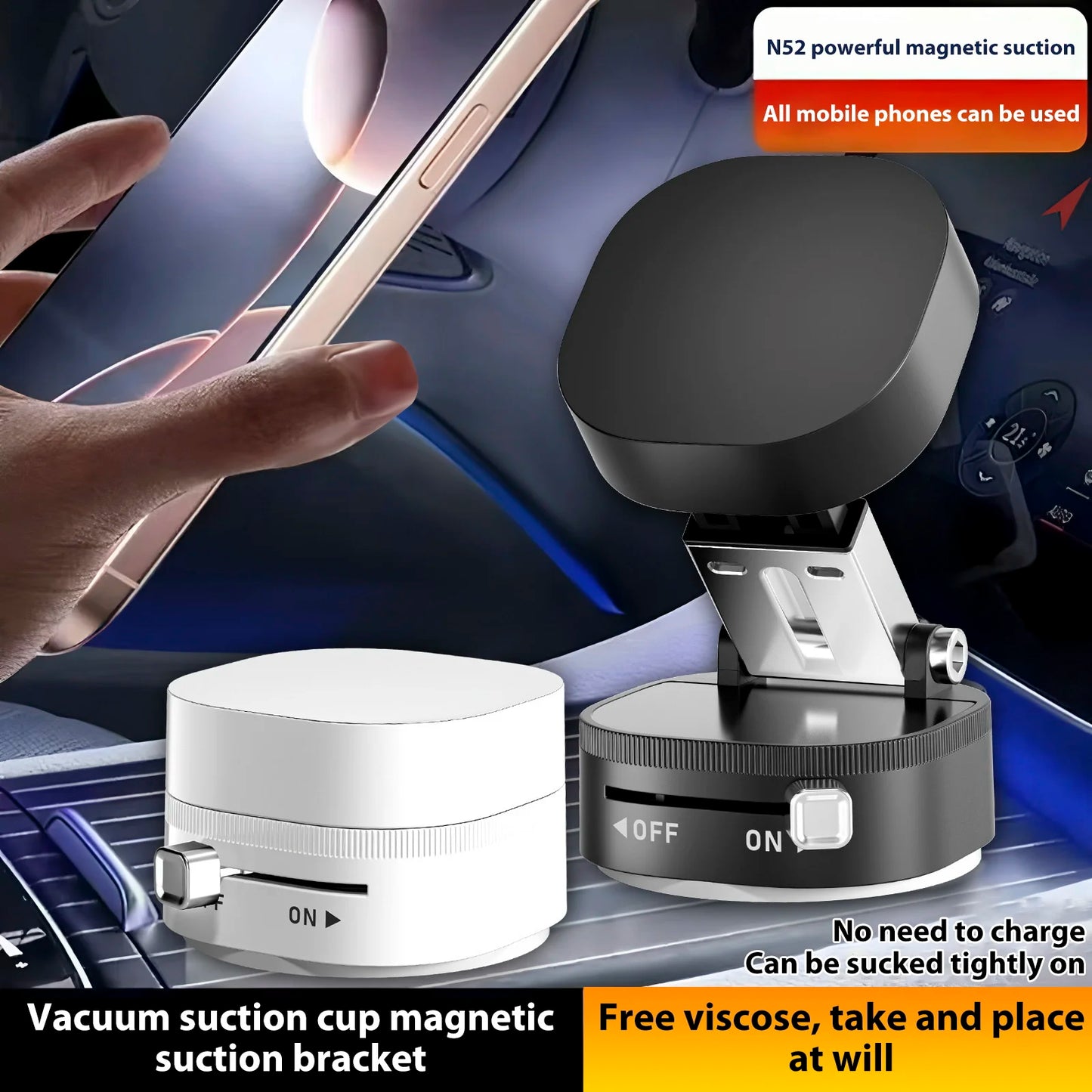 Magnetic Mount Magnetic 360 Rotation Foldable Phone Holder Foldable Vacuum Double-sided Magnetic Holder For Cell Phone