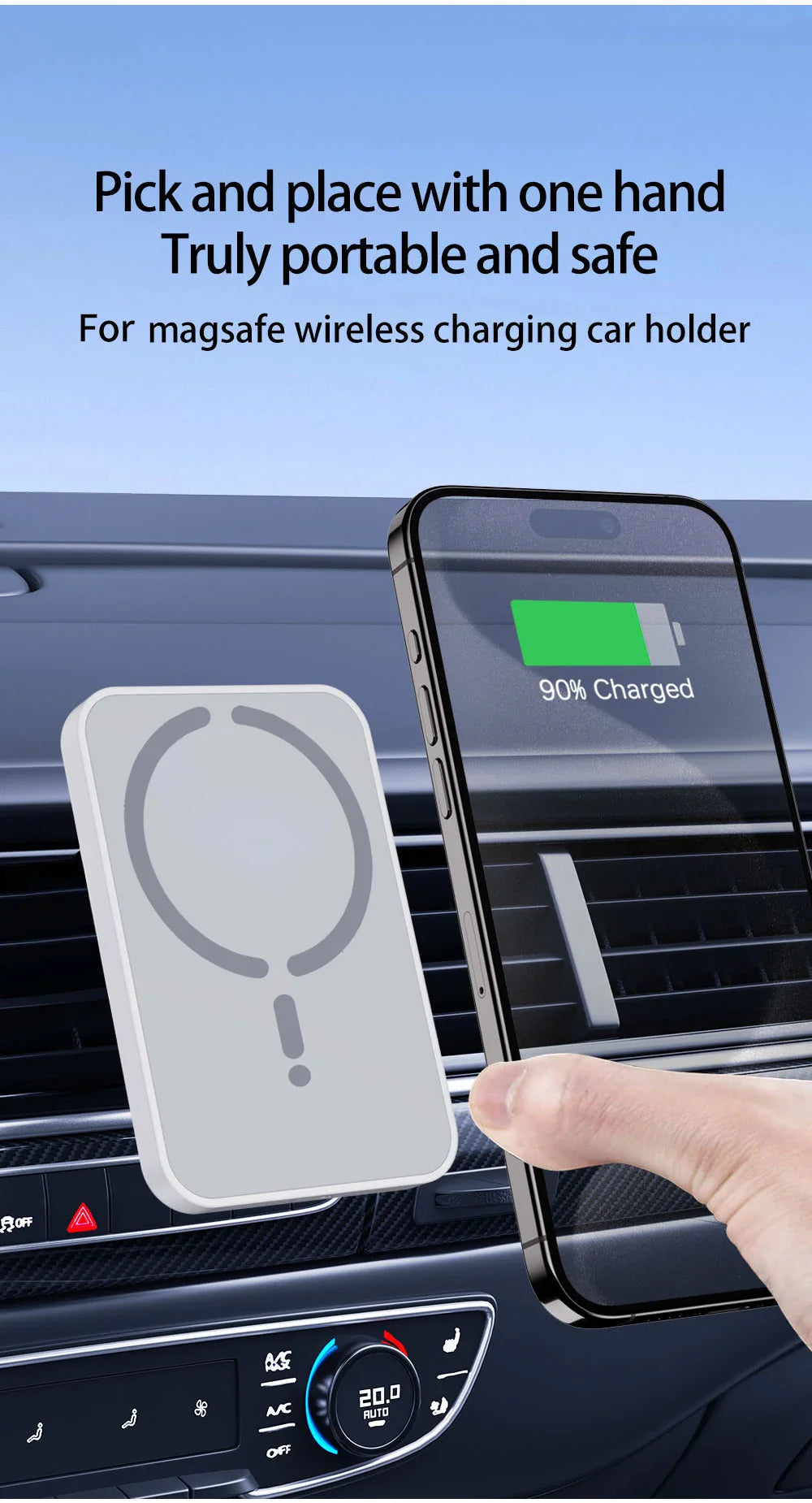 15W Magnetic Car Wireless Charger & Phone Holder - Smallenterprised