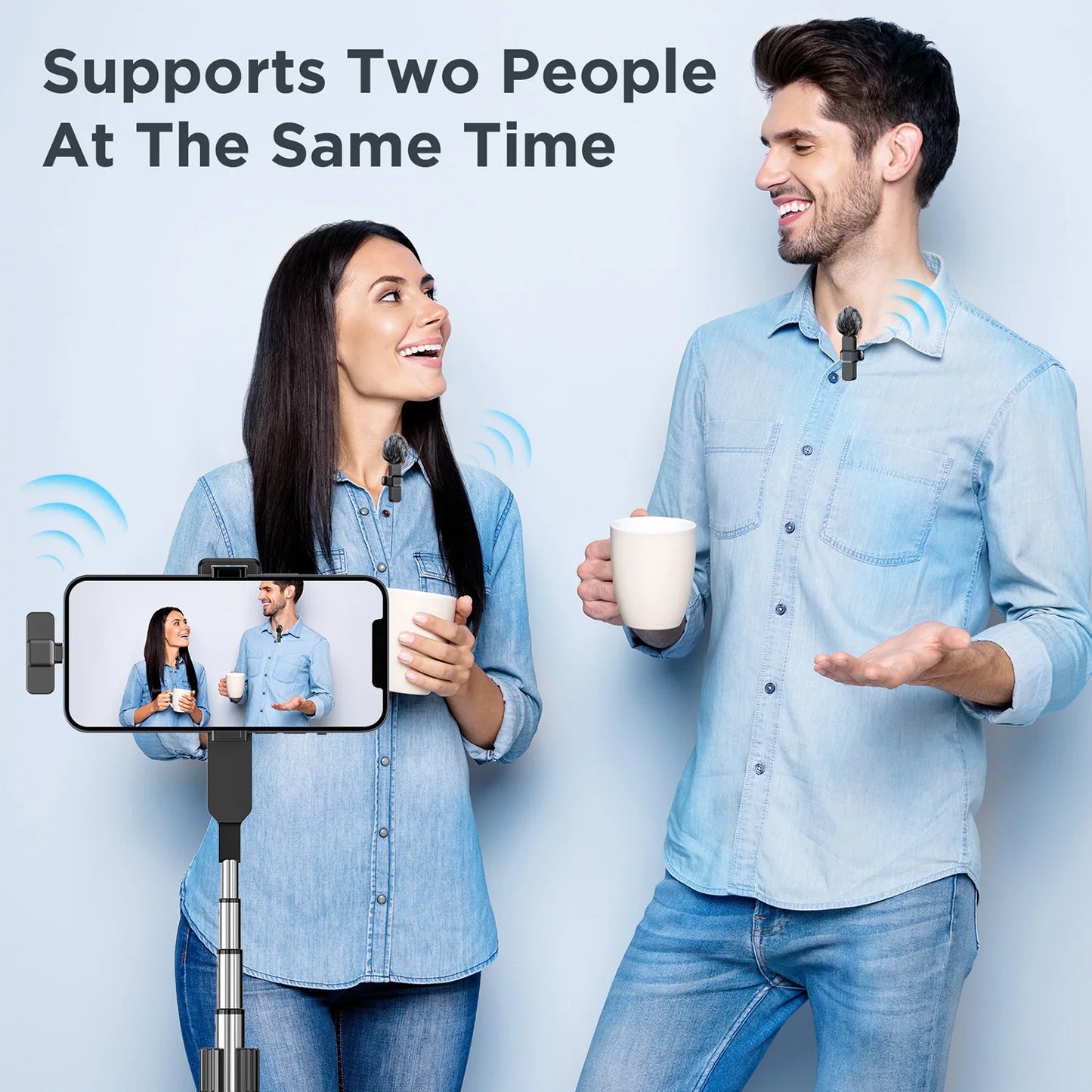 New Wireless Lavalier Microphone Portable Audio Video Recording Mini Microphone for iPhone Android PC Camera Live Gaming Phone