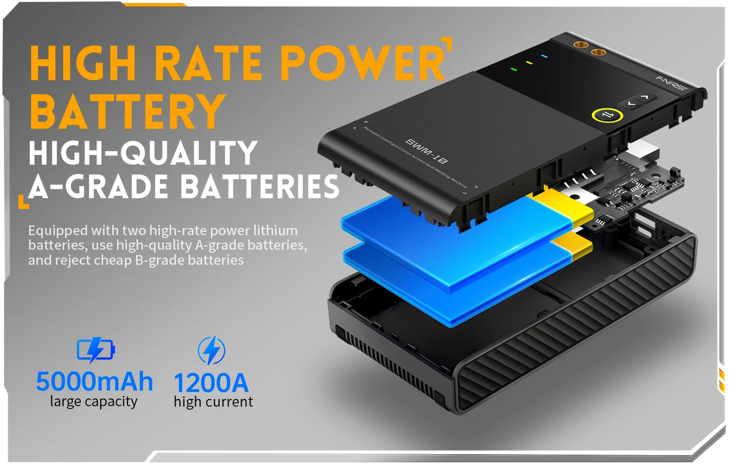 FNIRSI SWM-10 Precision DIY Assembly Device for 18650 Battery Packs, 5000mAh Built-in Power, Handles 0.25mm Material