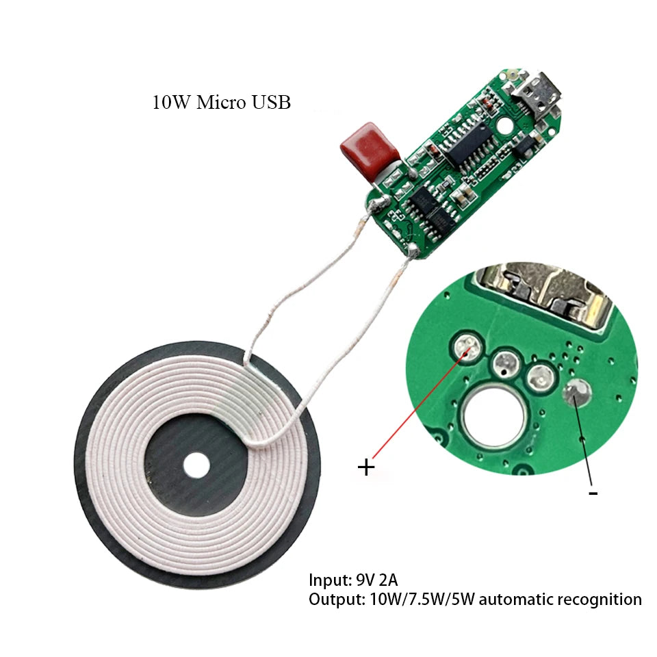 10W 15W 20W High Power Wireless Charger Transmitter Module Type C Micro USB + Coil QC/PD/QI Standard Fast Charging Circuit Board