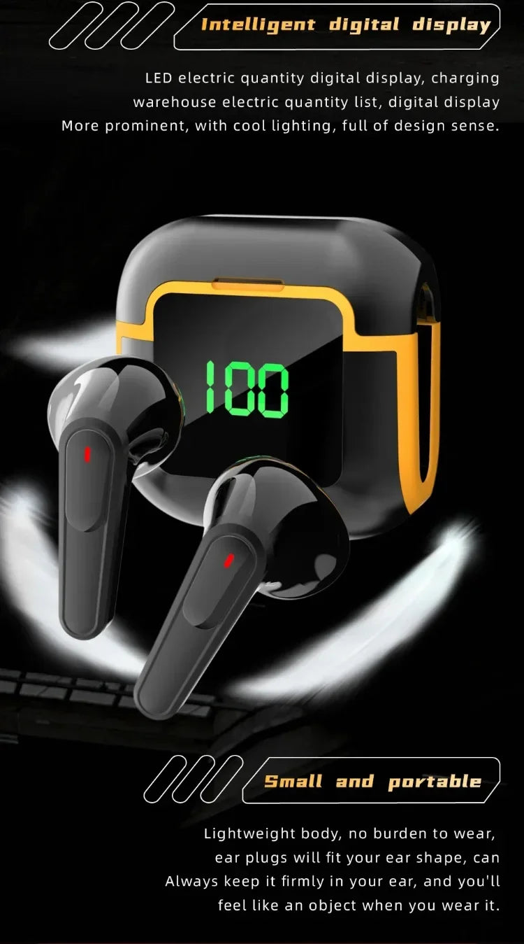 Bluetooth 5.3 Headphones TWS Wireless Earphones with LED Display Stereo Headset Touch Control Earbuds Noise Reduction