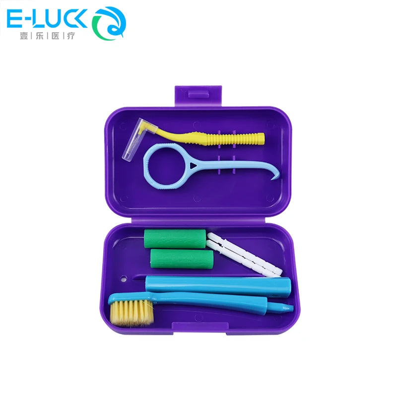 Dental Cleaning Care Kits Portable Travel Oral Cleaning Kits Detachable Toothbrush Interdental Brush Tongue Scraper Storage Case