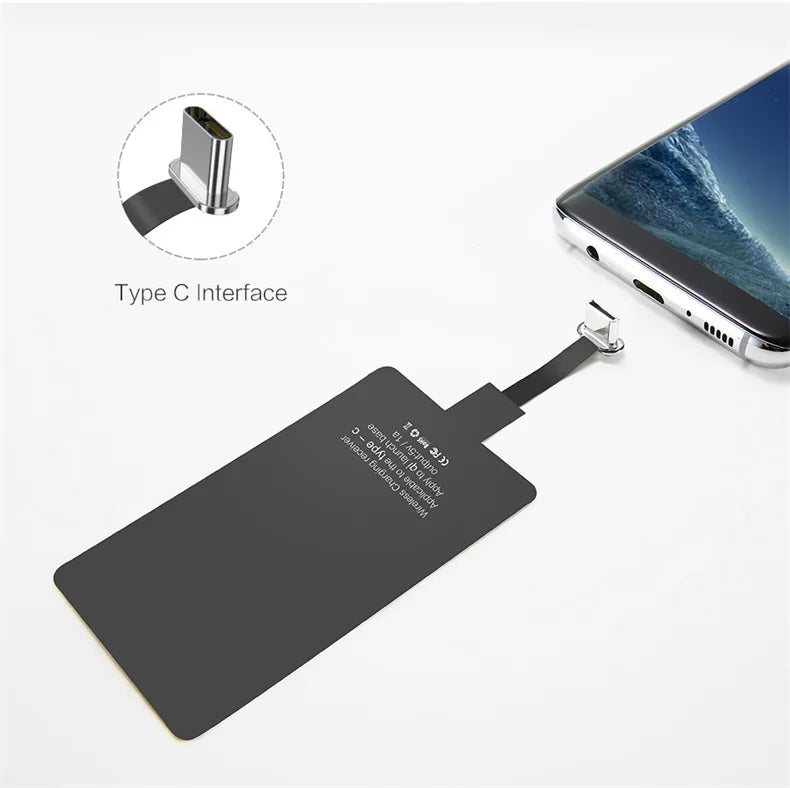 Wireless Charger Receiver Support Type C/Micro USB/Lightning Fast Wireless Charging Adapter For iPhone 5 Android Wireless Charge