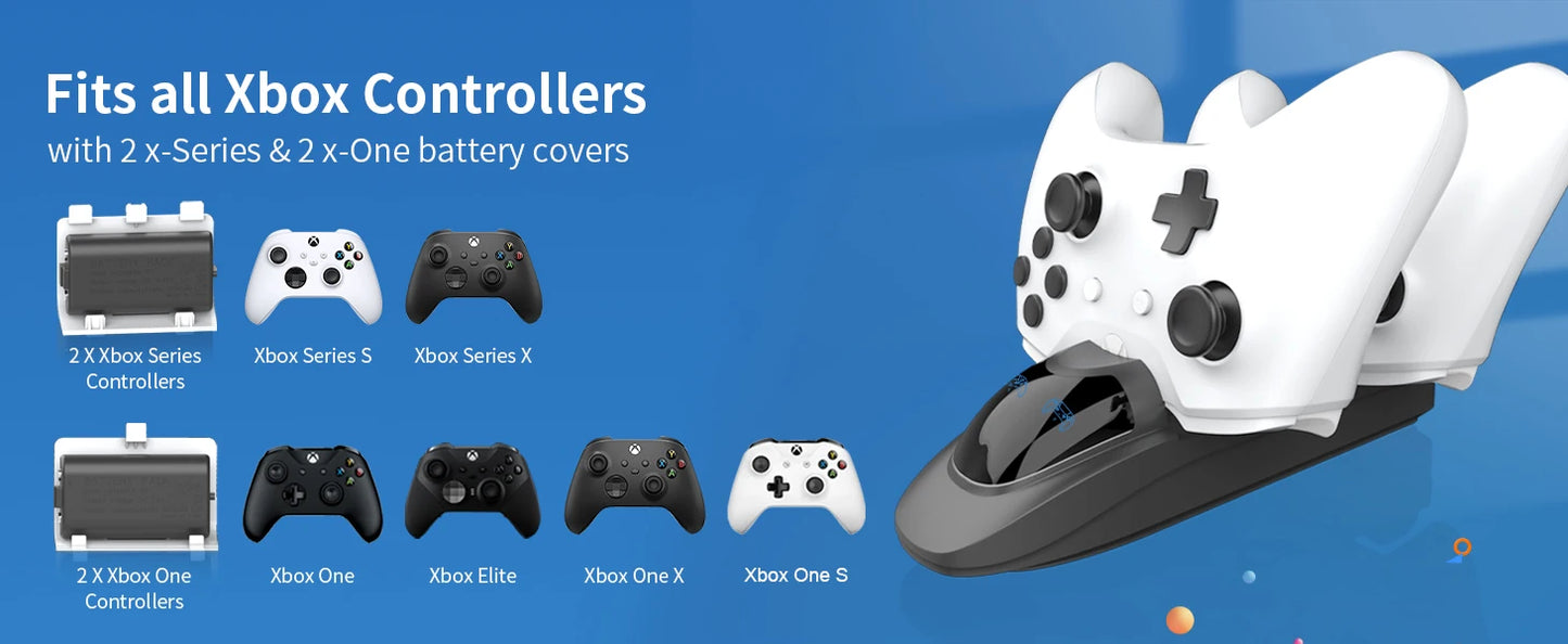 Controller Charger Station with 2x3600mWh Rechargeable Battery Packs for Xbox One/Series X|S Controller, Dual Charging Dock for