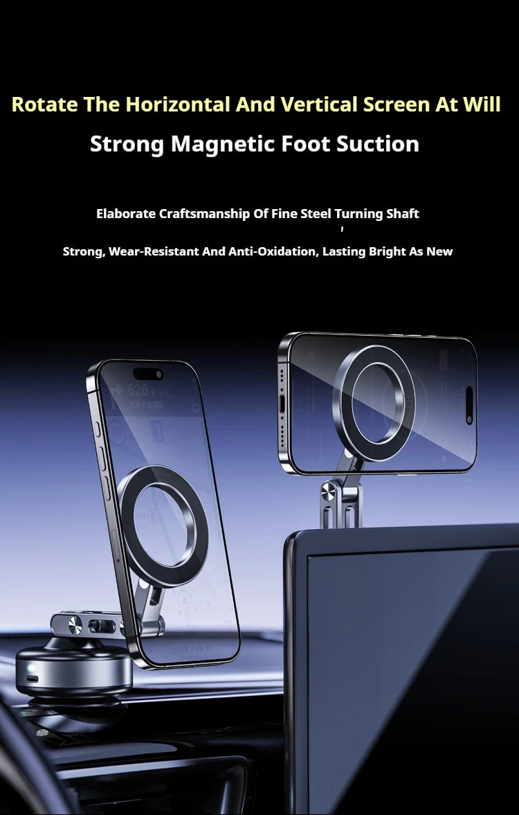Magnetic Phone Holder Rotating Folding Electric Vacuum Suction Mag Stand For Car Navigation Gym Kitchen Streaming Bracket