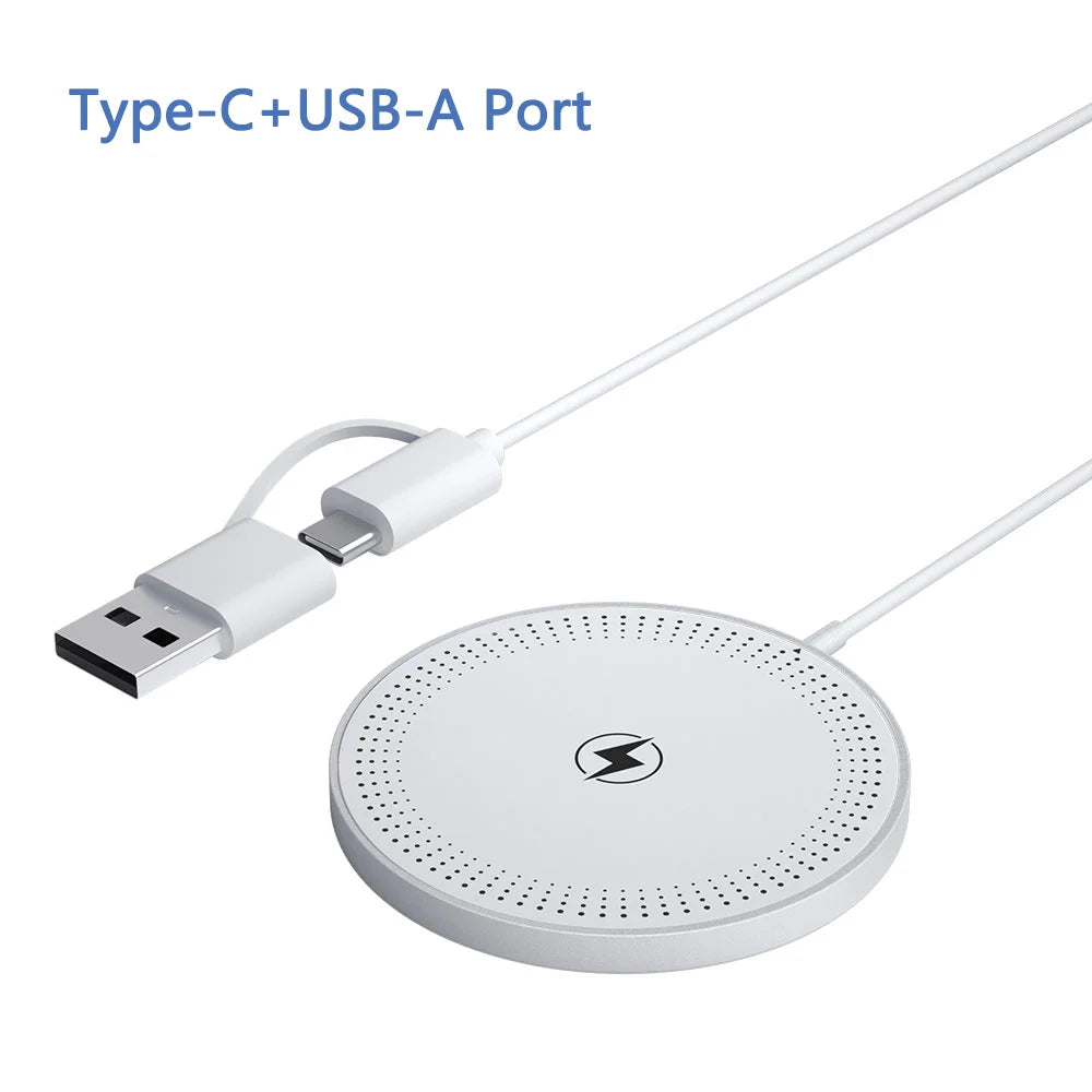 Wireless Charger 15W Compact And Convenient Black For Iphone 15/14/13/12/11/Pro/Max/Se 2020/Xs/Xr/X/8 Plus