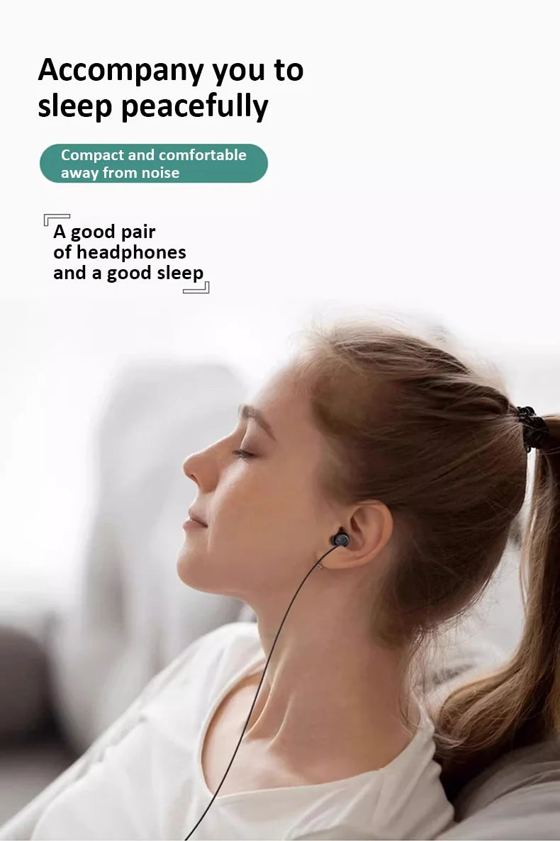 Wired Sleep Earphones 3.5mm-Pin In Ear Soft Headsets Noise Cancelling Wired Headphone with Mic Bass HiFi Stereo Silicone Earbuds