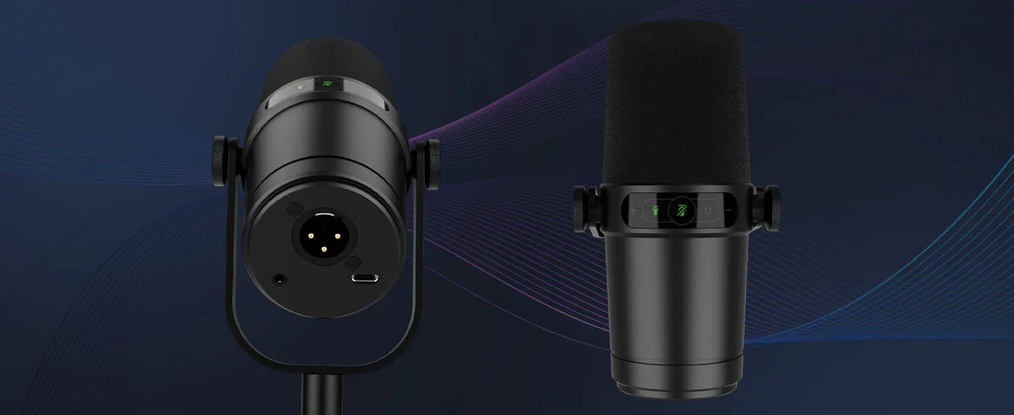 Dynamic Microphone for Podcasts Games Live Broadcast USB/XLR Touch Screen Control Sound Insulation Built-in Headset Output