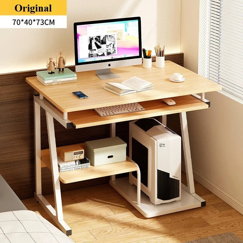 Laptop Standing Desk Computer Desk for Small Spaces Writing Table with Stand Keyboard Tray Monitor Storage for Home Office Table