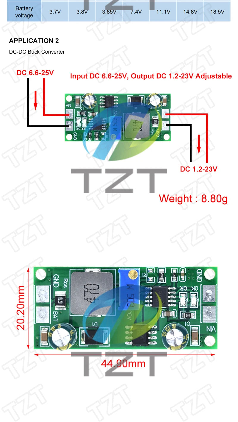 TZT DD28CRTA 1A 3.7-18.5V Charging Board For Lithium Batteries Or Lithium Battery Packs Battery Charger Module
