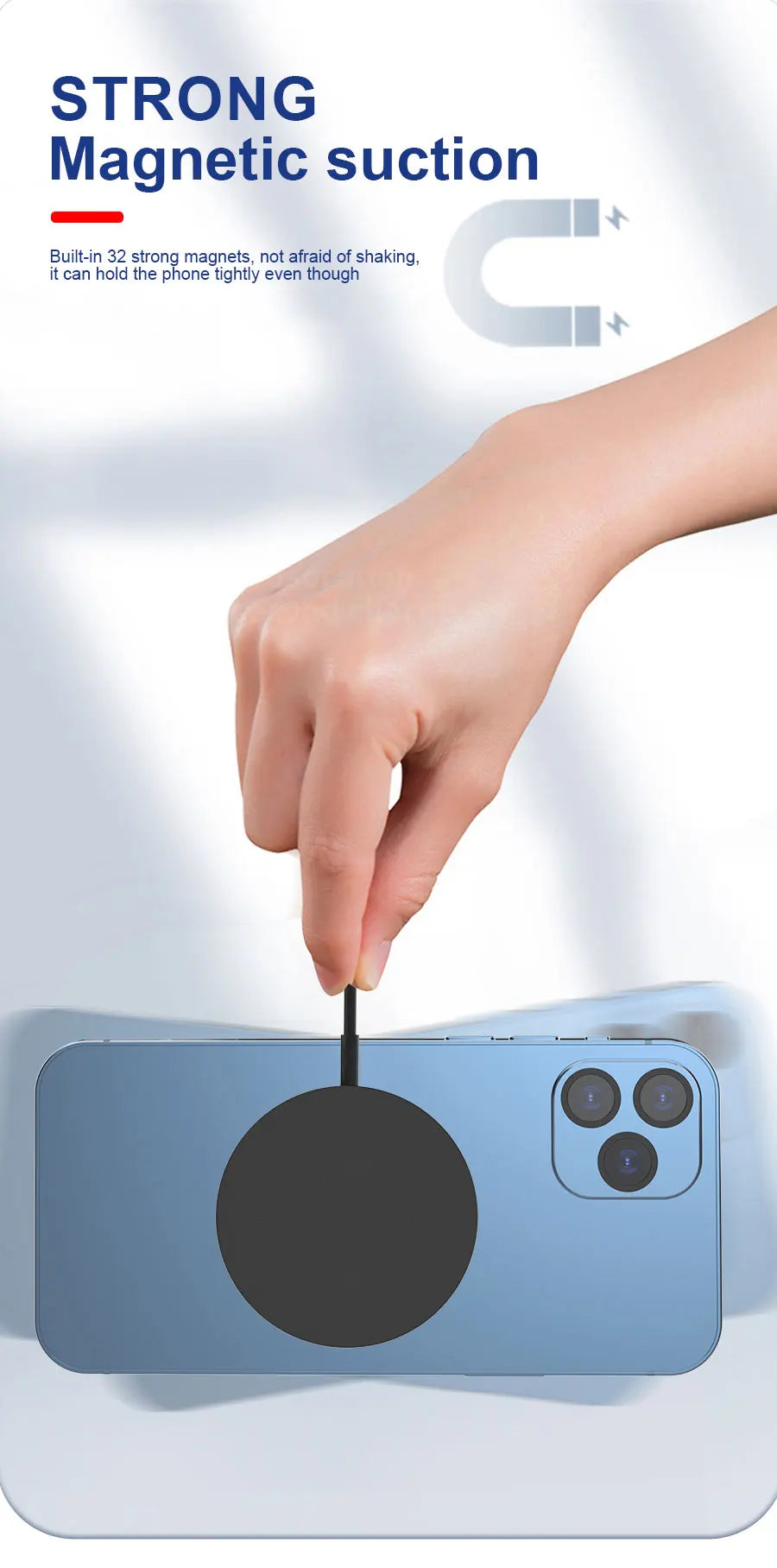 Wireless Charger 15W Compact And Convenient Black For Iphone 15/14/13/12/11/Pro/Max/Se 2020/Xs/Xr/X/8 Plus