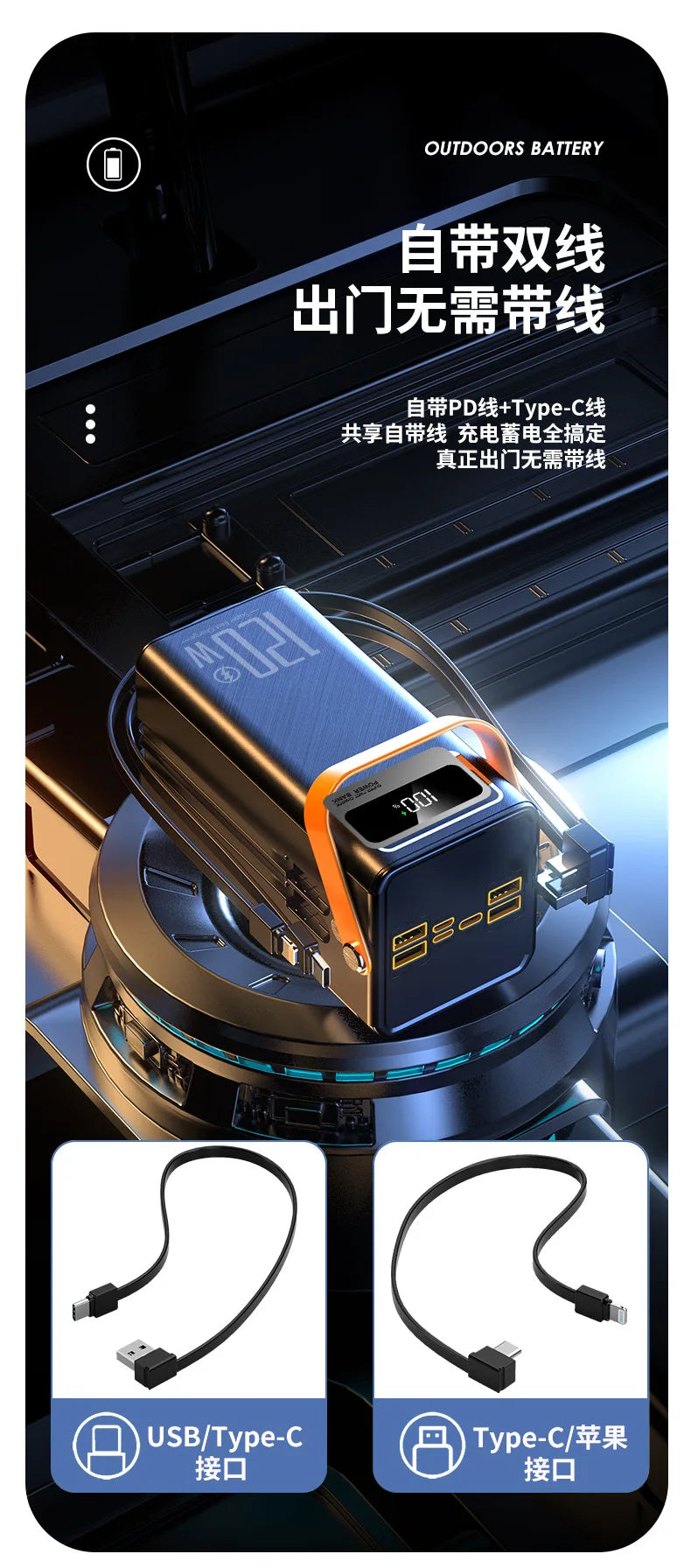 PowerBank 60000mAh 30000mAh 20000mAh Spare battery Portable Charger Mobile External Battery Fast charging For Camping iPhone