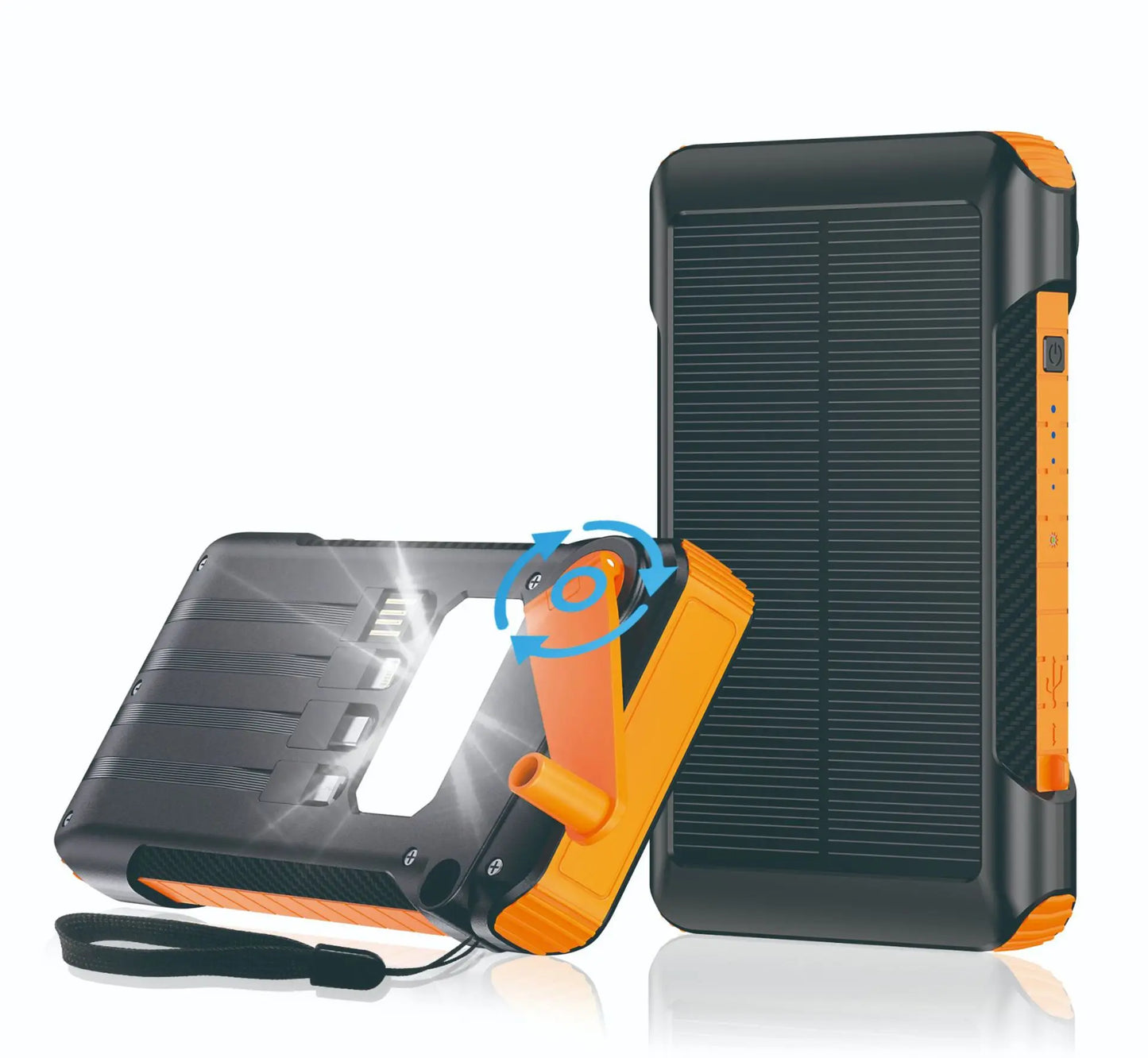 Hand-cranked Solar Power Bank with Four Cables21000mAh Large Capacity Fast Charging Outdoor Emergency Power Bank