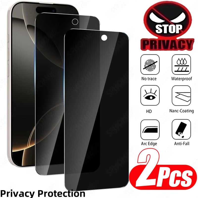 Full Cover Anti-Spy Screen Protector For iPhone 11 12 13 14 15 16 17Pro Max Privacy Protection Glass For iPhone 14 15 16 Plus