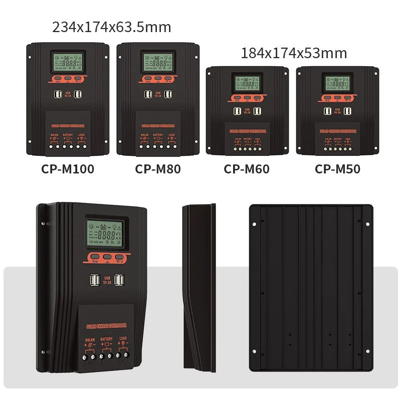 Solar Charger Controller 100A 80A 60A Solar Panel Regulator LCD Display Various Load Control Modes Support GEL Li-ion