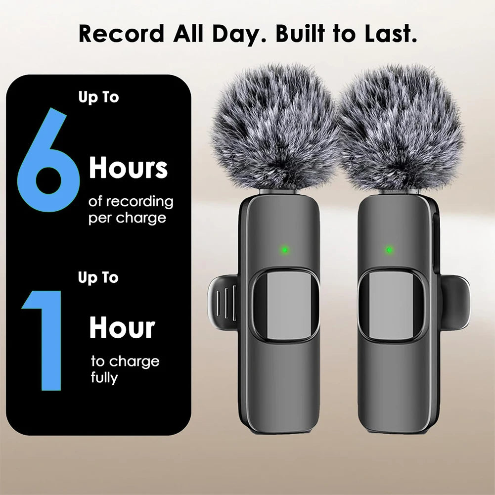 Video Record Microphone Noise Canceling Mini Microphone System 2.4G Intelligent Microphone for iPhone Computer Tablet Camera