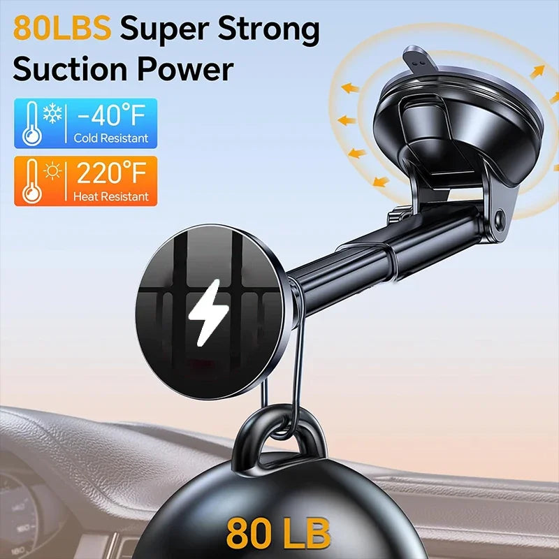 UYUXIO Magnetic Car Mount Charger Windshield Dash Magnet Mobile Phone Holder in Car for iPhone 16 15 Pro Max 14 Plus 13 12