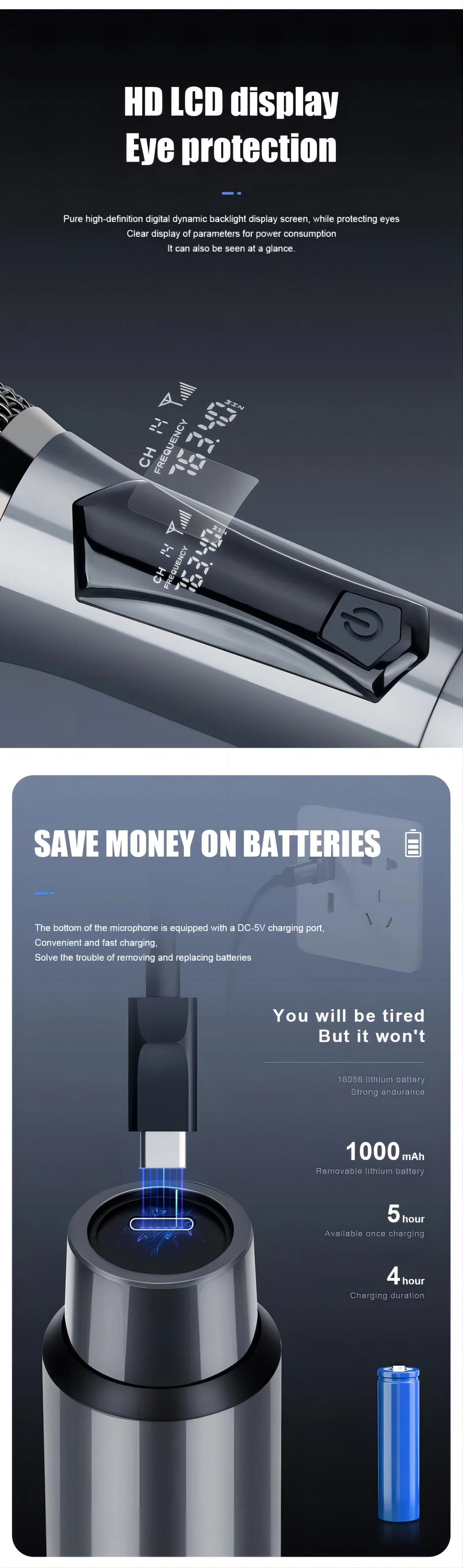 Wireless Microphone Original Professional Ultra High Frequency Heavy Duty Charging Type 4 Microphone Video Karaoke Singing