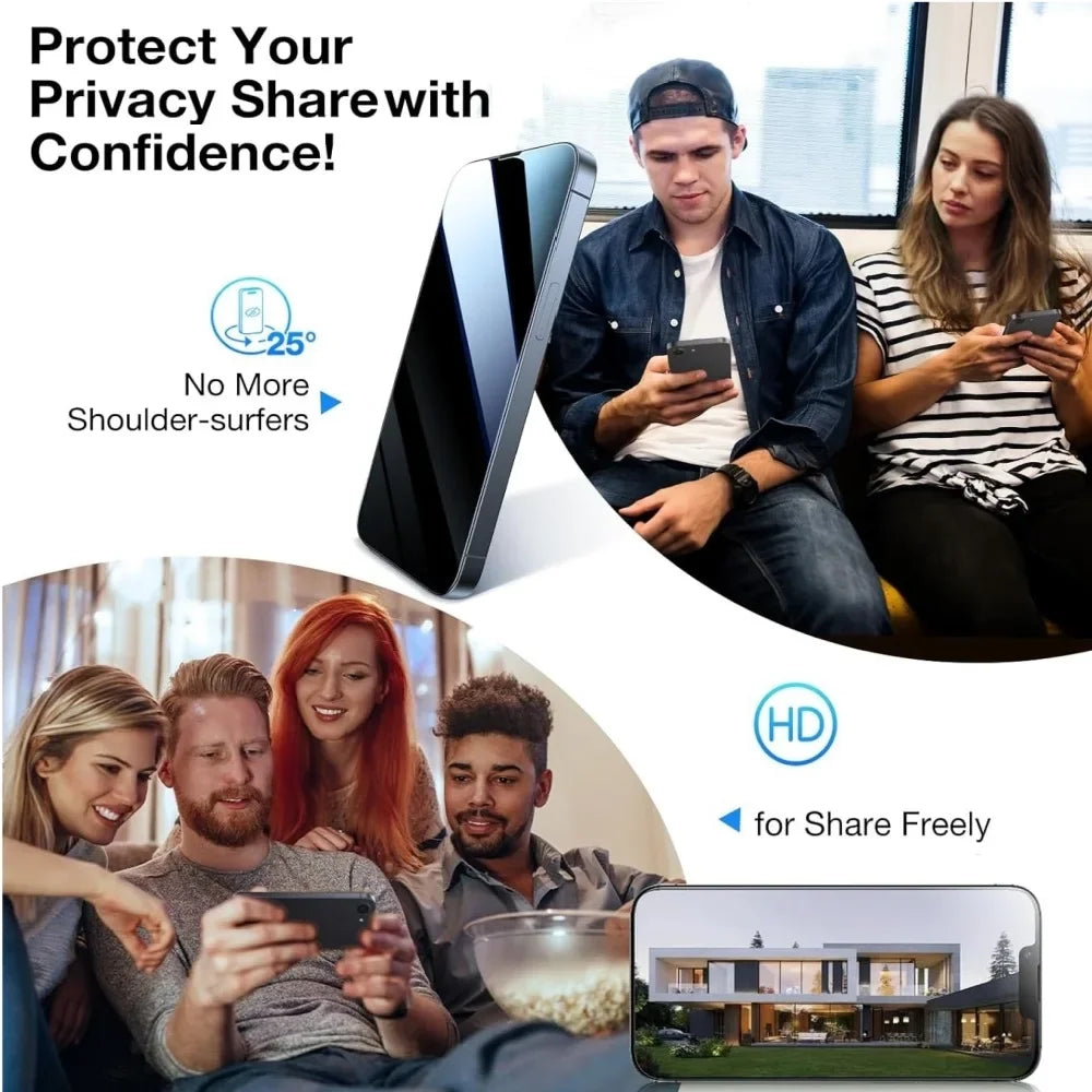 Full Cover Anti-Spy Screen Protector For iPhone 11 12 13 14 15 16 17Pro Max Privacy Protection Glass For iPhone 14 15 16 Plus