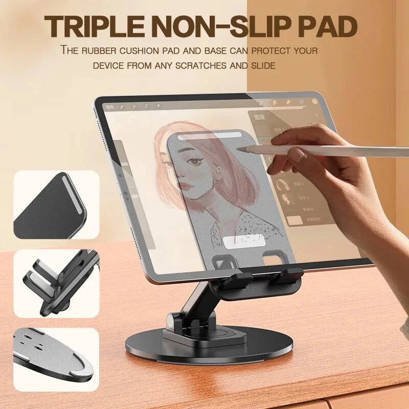 Universal Phone Stand for Desk 360 °   Rotating Multi-Angle Non-Slip Metal Base Foldable Holder for iPhone 13/14/15 pro Xiaomi S
