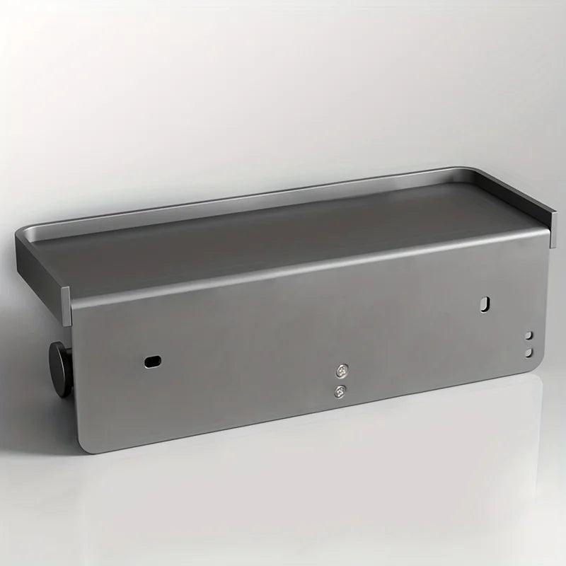 Aluminum Alloy Wall-Mounted Toilet Paper Holder with Shelf - Smallenterprised