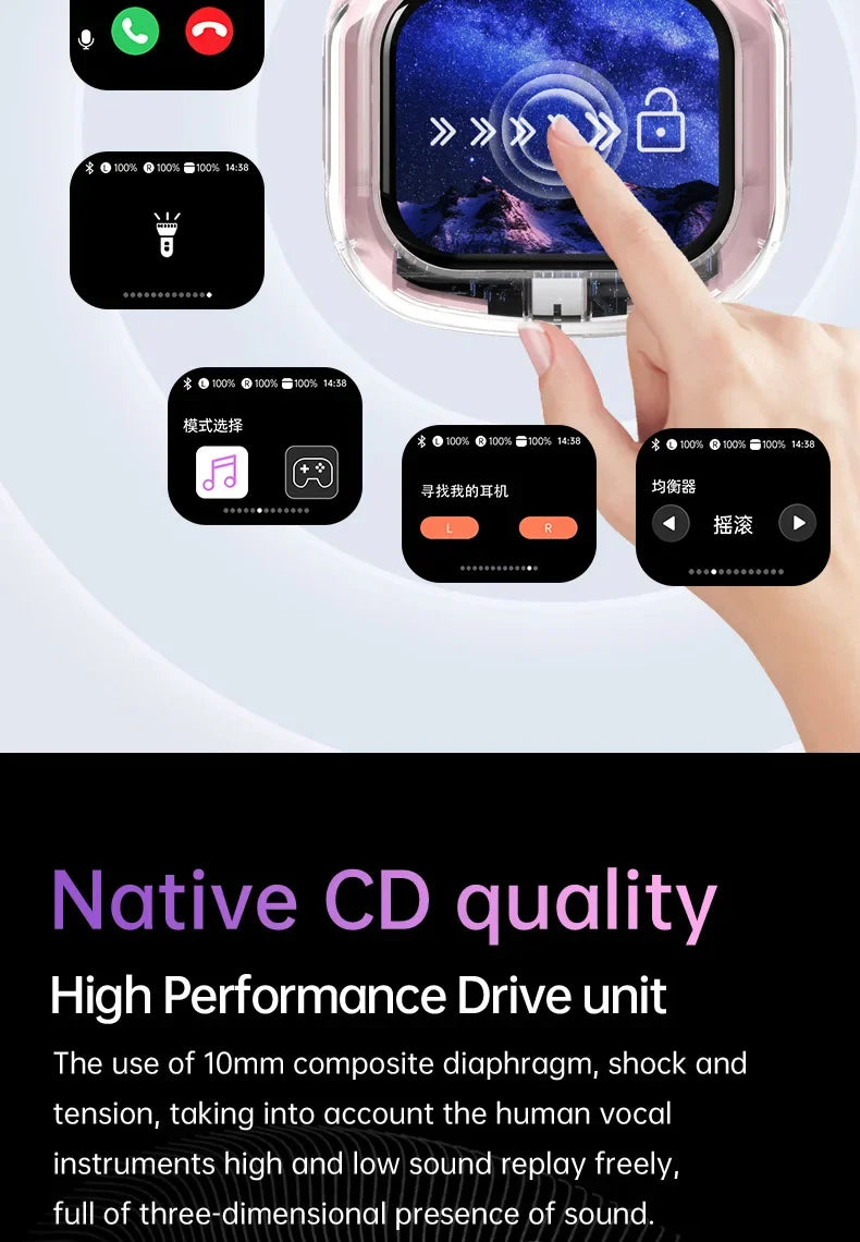 Wireless Bluetooth-compatible Earphones Air31 intelligent Touch Color LCD Screen TWS Earbuds HIFI Noise Reduction Stereo Headset