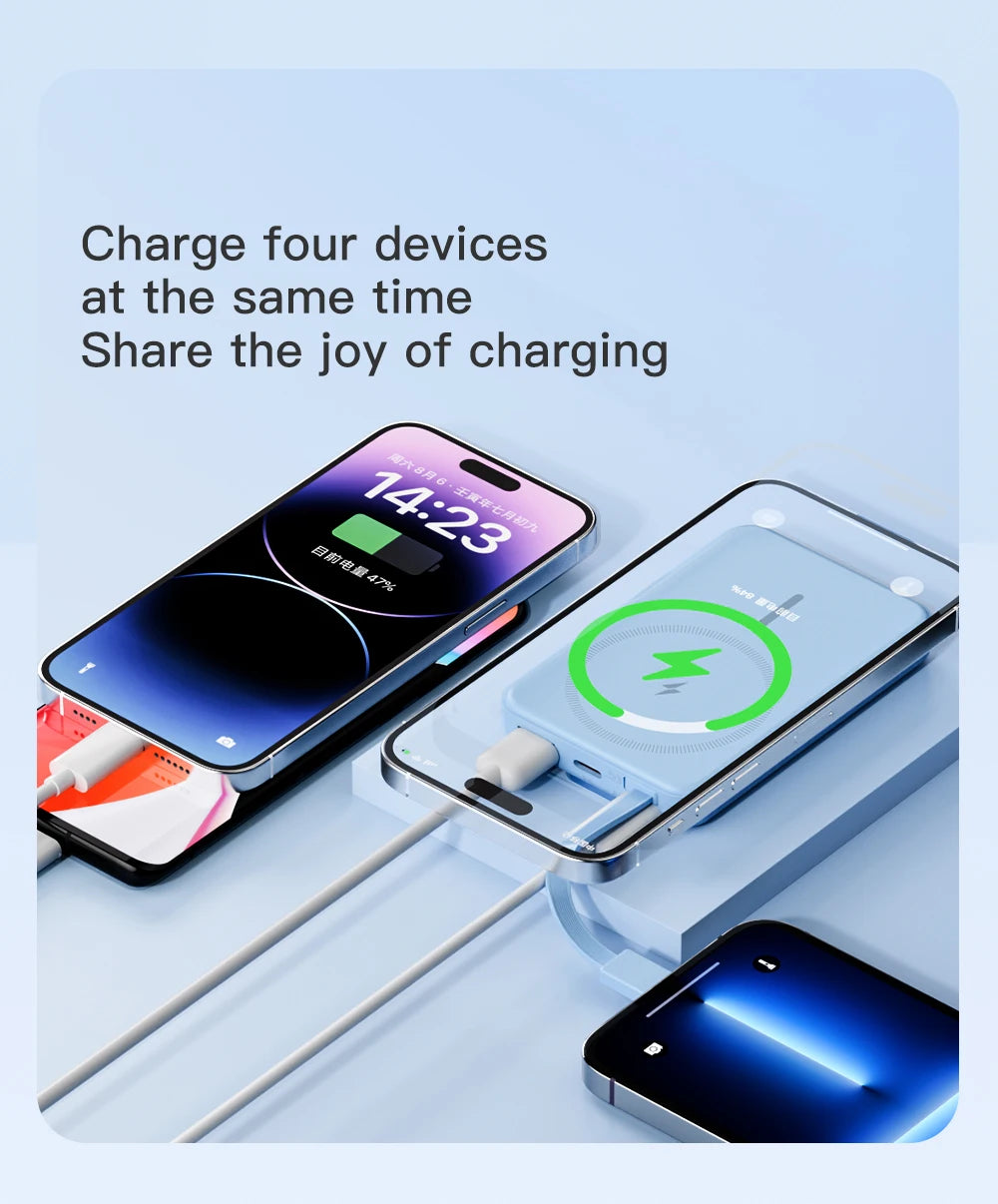 10000mAh Original Powerbank With Cable Magnetic Power Bank Wireless Fast Charger For iPhone Backup Battery For Magsafe with Gift