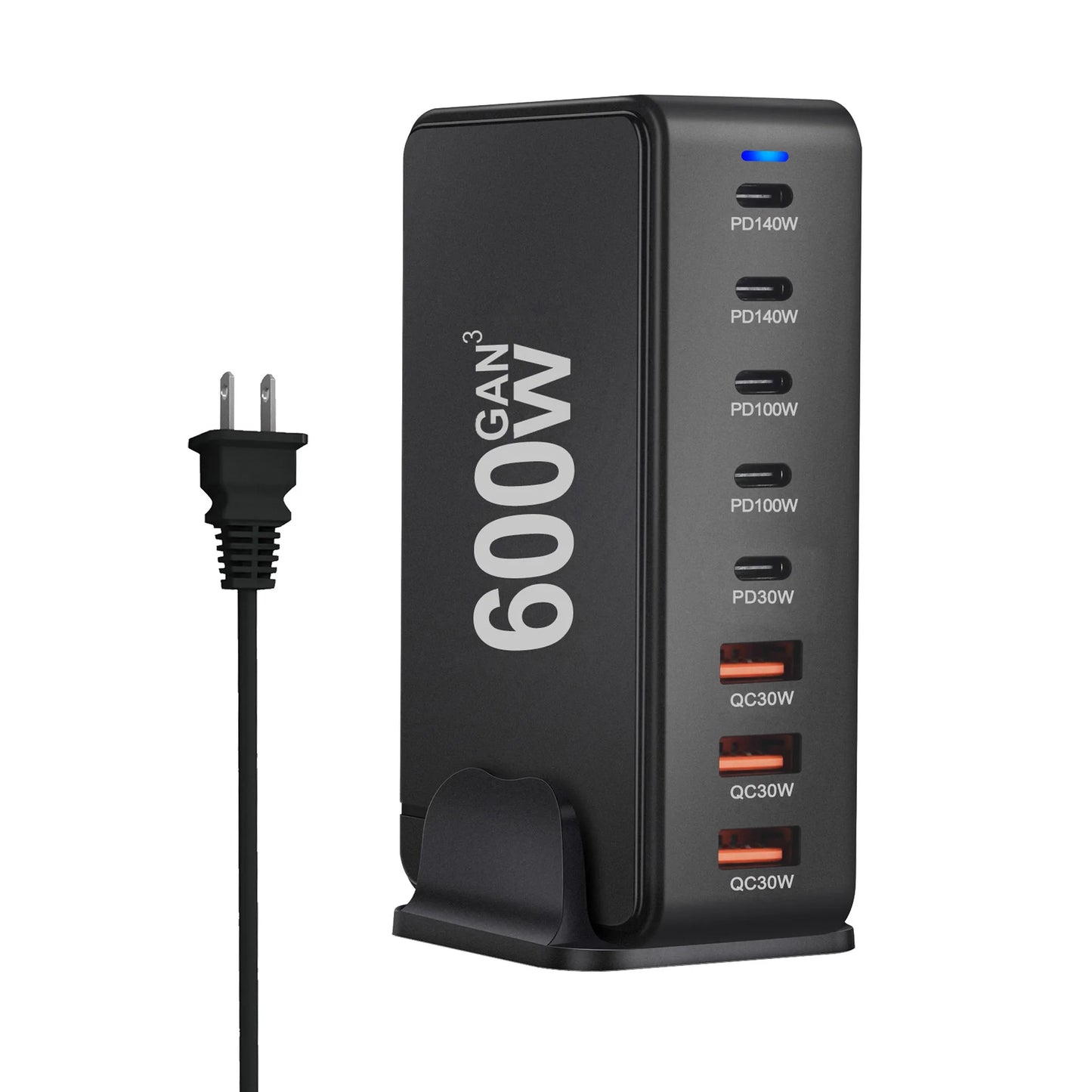 600W Desktop Charging Station USB C 8 Ports Fast Charger for Multiple Devices with 5 USB-C + 3 USB-A Chargers PD PPS 140 W