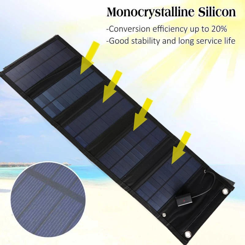 100W Foldable Solar Panel Charger 5V USB Output Power Charge Portable Solar Cells for Phone Home Outdoor Camping Outdoor Hiking