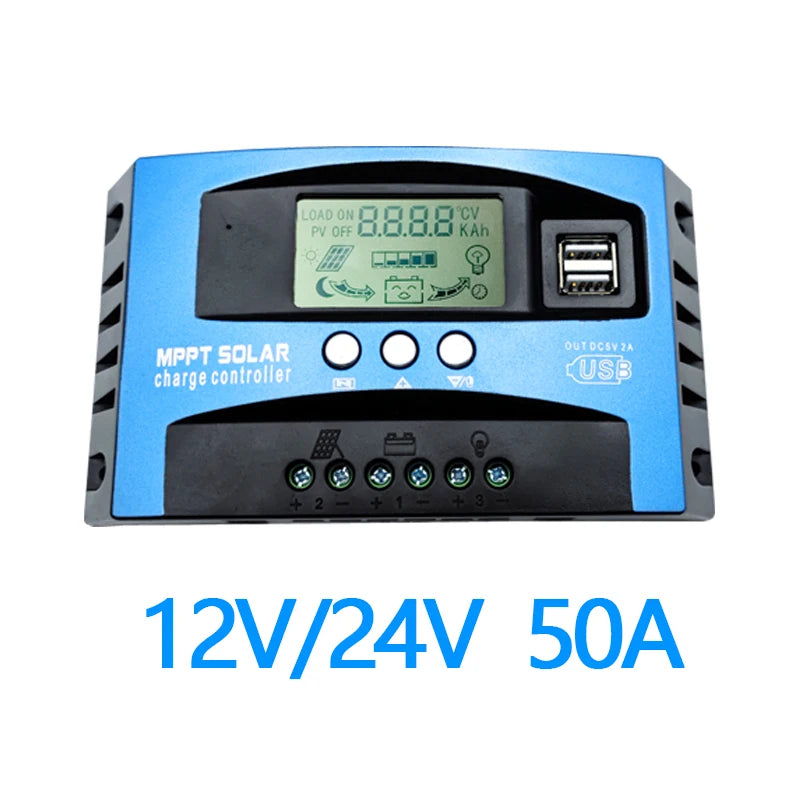 Solar Charge Controller MPPT 30A 40A 50A 60A 80A 100A LCD Display 12V 24V AUTO Dual USB Solar Charge And Discharge Controller