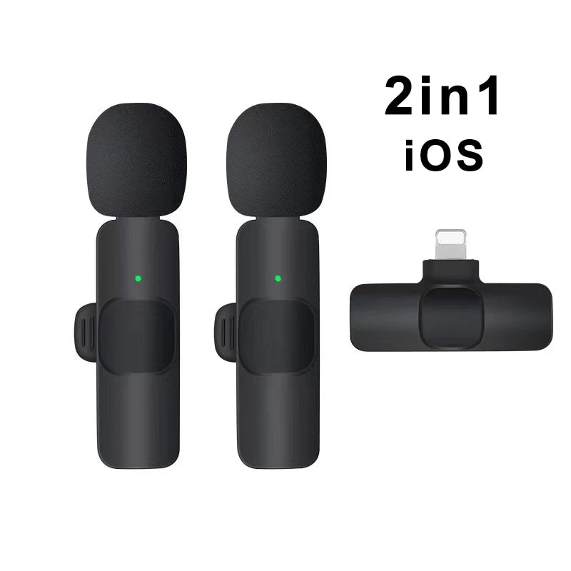 Wireless Lavalier Microphone Mini Portable Audio Video Recording Mic for iPhone Android Live Broadcast Gaming