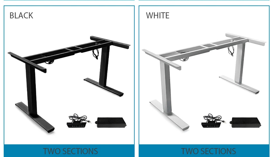 Black or White Electric Stand Up Desk Two/Three Sections Electric Dual Motor Height Adjustable Table Lifting Desk Frame