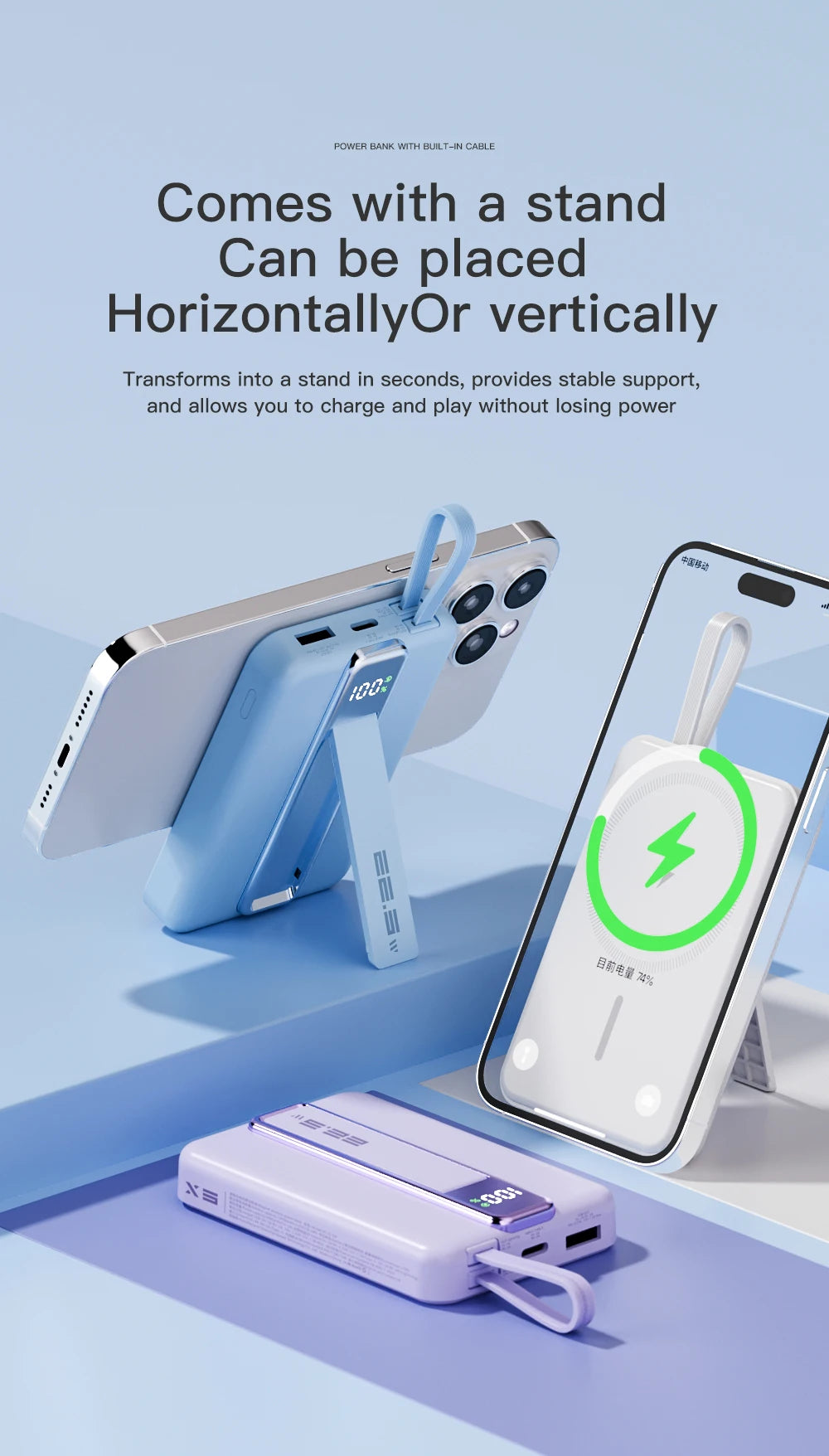 10000mAh Original Powerbank With Cable Magnetic Power Bank Wireless Fast Charger For iPhone Backup Battery For Magsafe with Gift