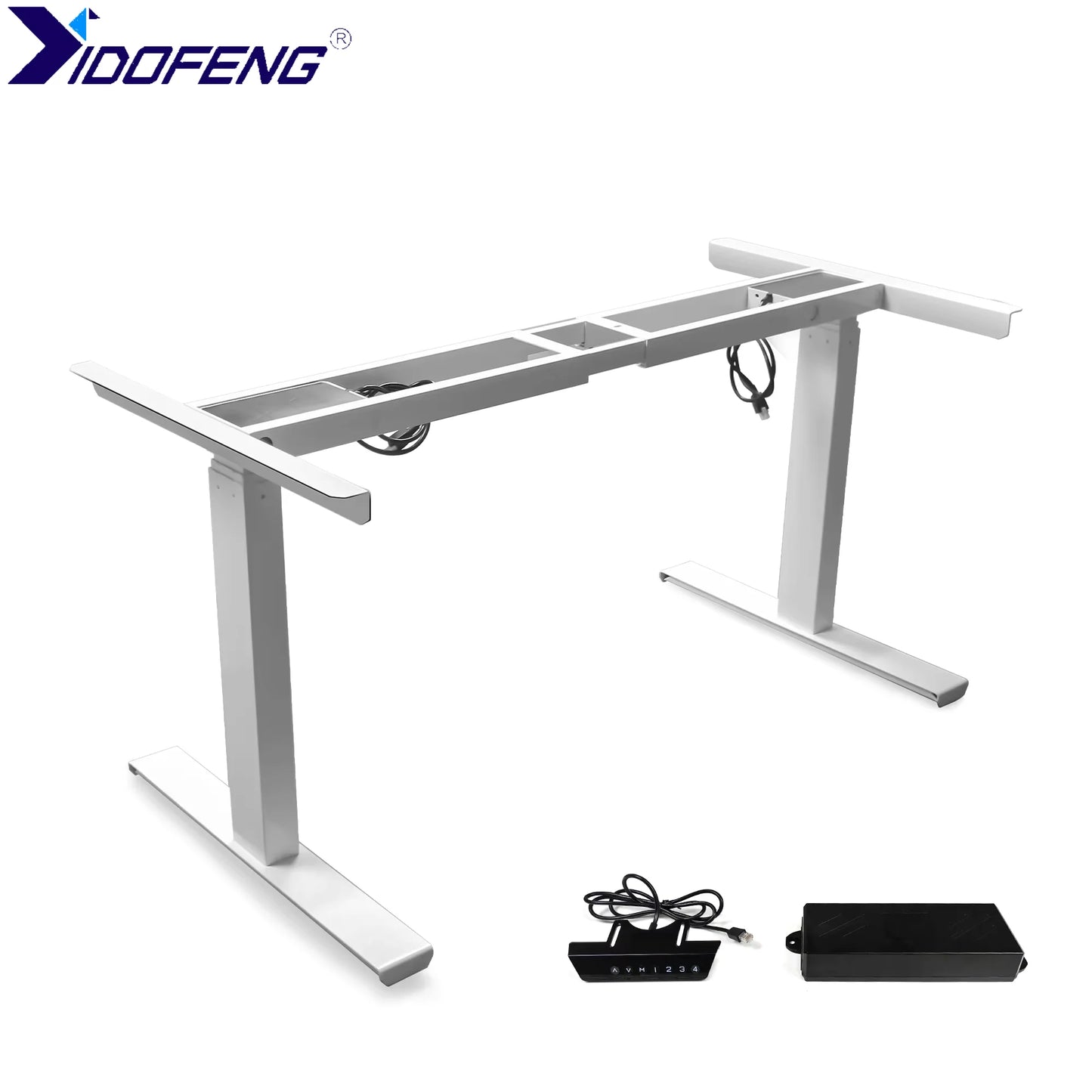 Black or White Electric Stand Up Desk Two/Three Sections Electric Dual Motor Height Adjustable Table Lifting Desk Frame
