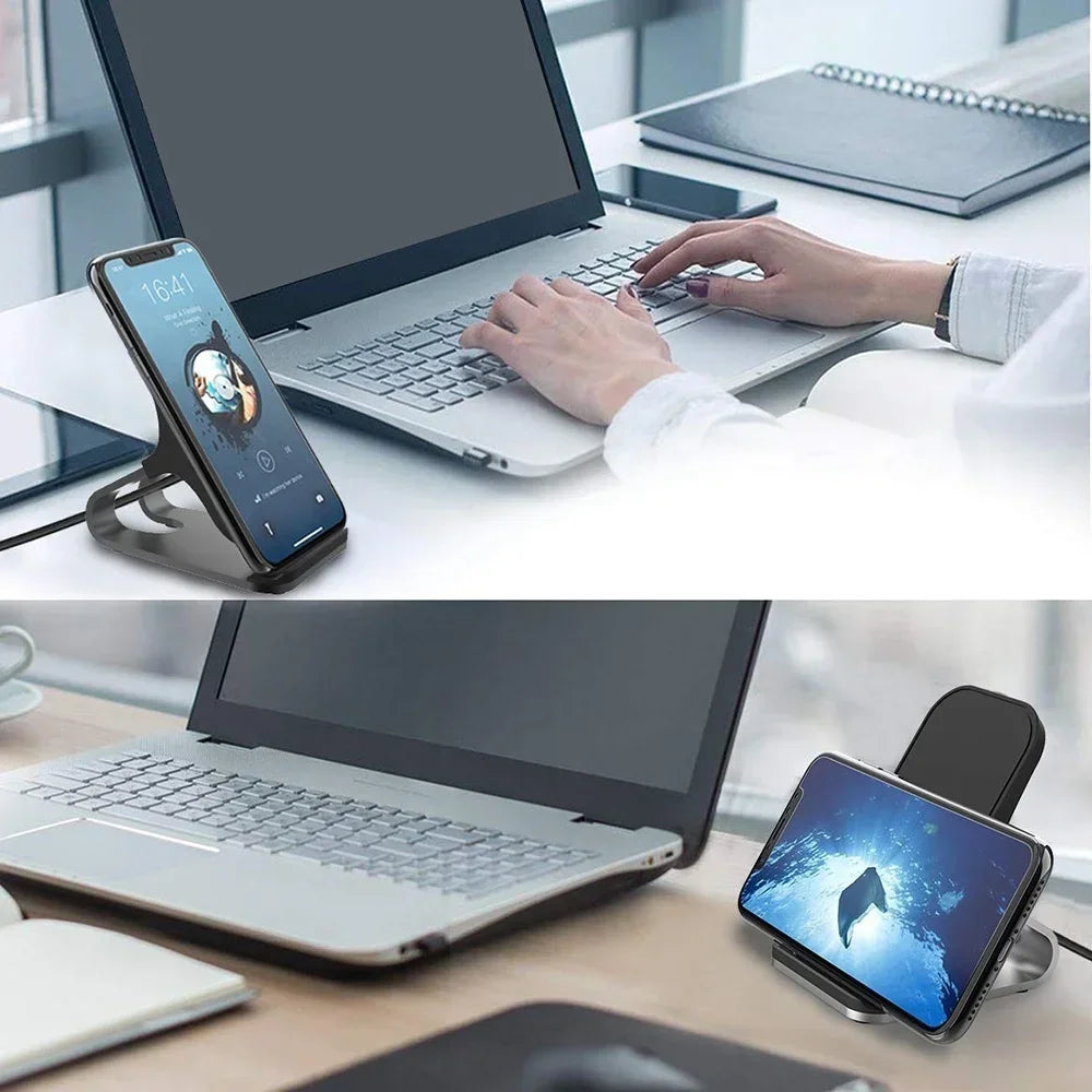 Wireless Charger Mount 10W 7.5W 5W Qi Fast Charging Pad 2 Coils Case Friendly Anti Slip Rubber Type C Input