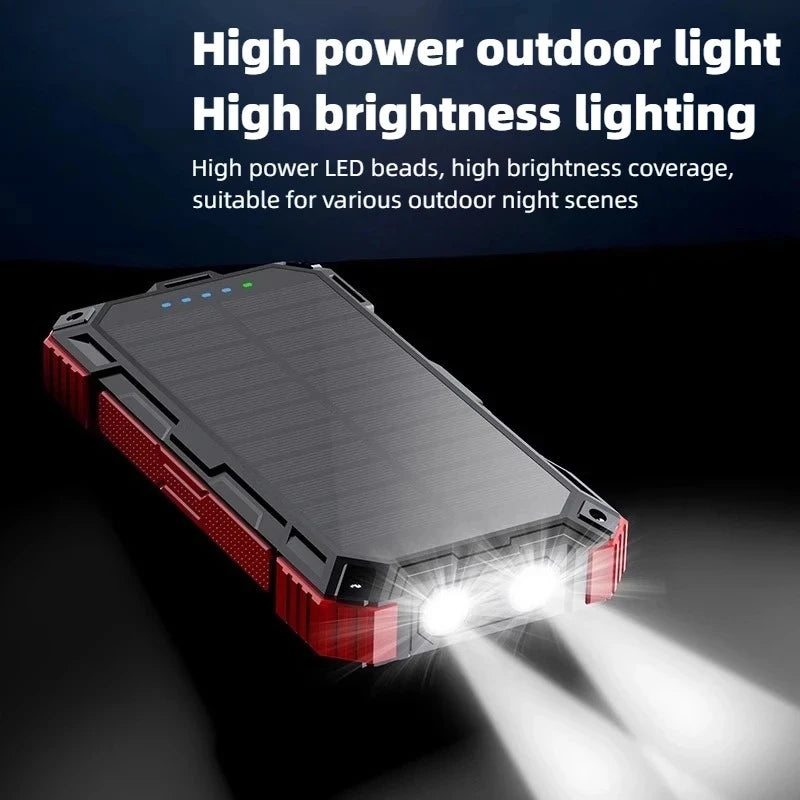 Solar Power Bank Wireless 200000mAh Large Capacity Fast Charging External Battery Outdoor Survival Emergency Equipment